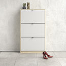 Shoes Oak Wood Shoe Cabinet 3 Tilting Doors by Lavishway | Shoe Cabinets-34795