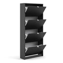 Shoes Matt Black 4 Tilting Doors Shoe Cabinet by Lavishway | Shoe Cabinets-34787