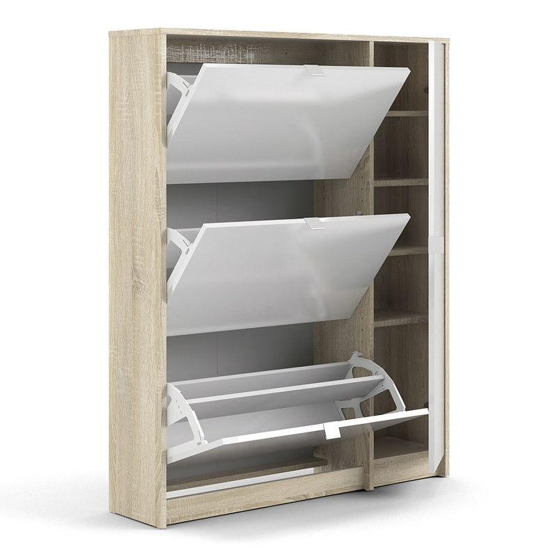 Shoes Oak Shoe Cabinet 3 Tilting & 1 Door by Lavishway | Shoe Cabinets-34777