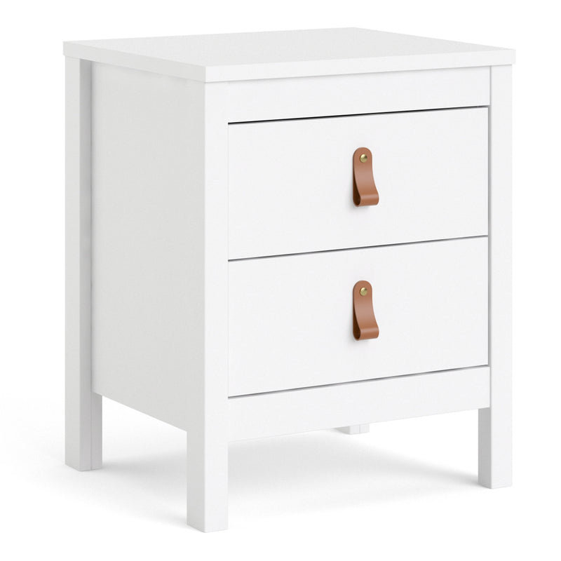 Barcelona White 2 Drawers Bedside Table by Lavishway | Bedside Tables-29857