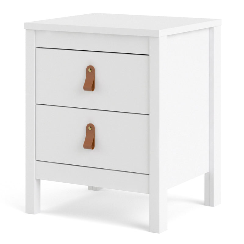 Barcelona White 2 Drawers Bedside Table by Lavishway | Bedside Tables-29858