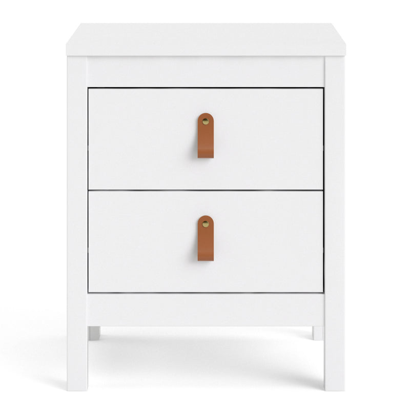 Barcelona White 2 Drawers Bedside Table by Lavishway | Bedside Tables-29856