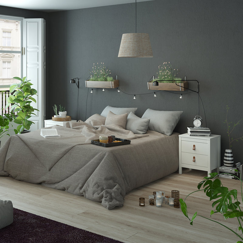 Barcelona White 2 Drawers Bedside Table by Lavishway | Bedside Tables-29862