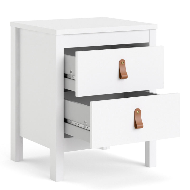 Barcelona White 2 Drawers Bedside Table by Lavishway | Bedside Tables-29859