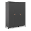 Barcelona Matt Black 3 Doors Wardrobe by Lavishway | Wardrobe-34698