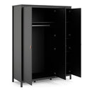 Barcelona Matt Black 3 Doors Wardrobe by Lavishway | Wardrobe-34697