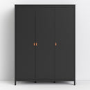 Barcelona Matt Black 3 Doors Wardrobe by Lavishway | Wardrobe-34693