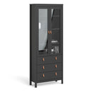 Barcelona Black 2 Glass Door Display Cabinet by Lavishway | Display Cabinets-34358