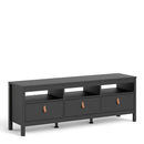 Barcelona Matt Black 3 Drawer Wooden TV Unit by Lavishway | TV Units Cabinets-35083