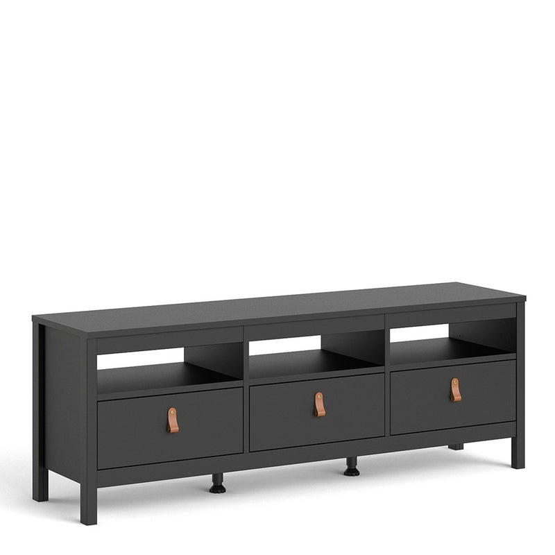 Barcelona Matt Black 3 Drawer Wooden TV Unit by Lavishway | TV Units Cabinets-35083