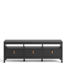 Barcelona Matt Black 3 Drawer Wooden TV Unit by Lavishway | TV Units Cabinets-35085