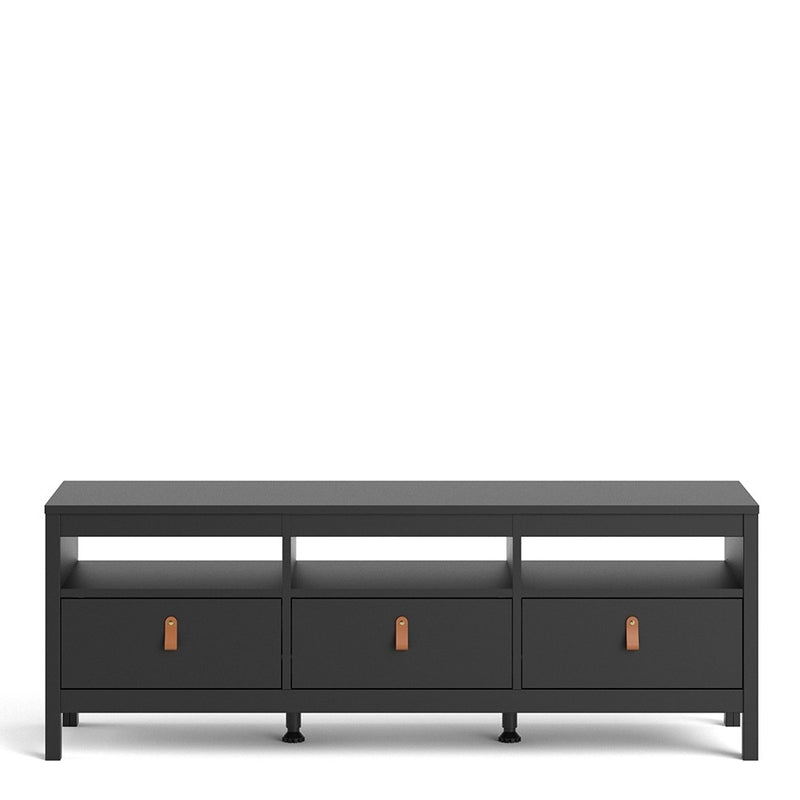 Barcelona Matt Black 3 Drawer Wooden TV Unit by Lavishway | TV Units Cabinets-35085