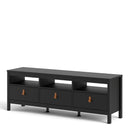 Barcelona Matt Black 3 Drawer Wooden TV Unit by Lavishway | TV Units Cabinets-35086