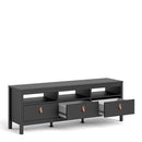 Barcelona Matt Black 3 Drawer Wooden TV Unit by Lavishway | TV Units Cabinets-35084