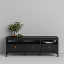 Barcelona Matt Black 3 Drawer Wooden TV Unit by Lavishway | TV Units Cabinets-35082