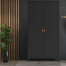 Barcelona Matt Black 2 Doors Wardrobe by Lavishway | Wardrobe-34685