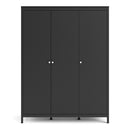 Madrid Matt Black 3 Doors Wardrobe by Lavishway | Wardrobe-34678