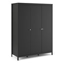 Madrid Matt Black 3 Doors Wardrobe by Lavishway | Wardrobe-34677