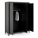 Madrid Matt Black 3 Doors Wardrobe by Lavishway | Wardrobe-34682