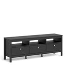 Madrid Matt Black Wooden 3 Drawers TV Unit by Lavishway | TV Units Cabinets-35075