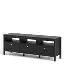 Madrid Matt Black Wooden 3 Drawers TV Unit by Lavishway | TV Units Cabinets-35078