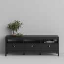 Madrid Matt Black Wooden 3 Drawers TV Unit by Lavishway | TV Units Cabinets-35074