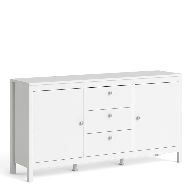 Madrid White Wooden 3 Drawers Large Sideboard by Lavishway | Sideboards-29485