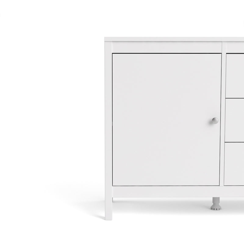 Madrid White Wooden 3 Drawers Large Sideboard by Lavishway | Sideboards-29489