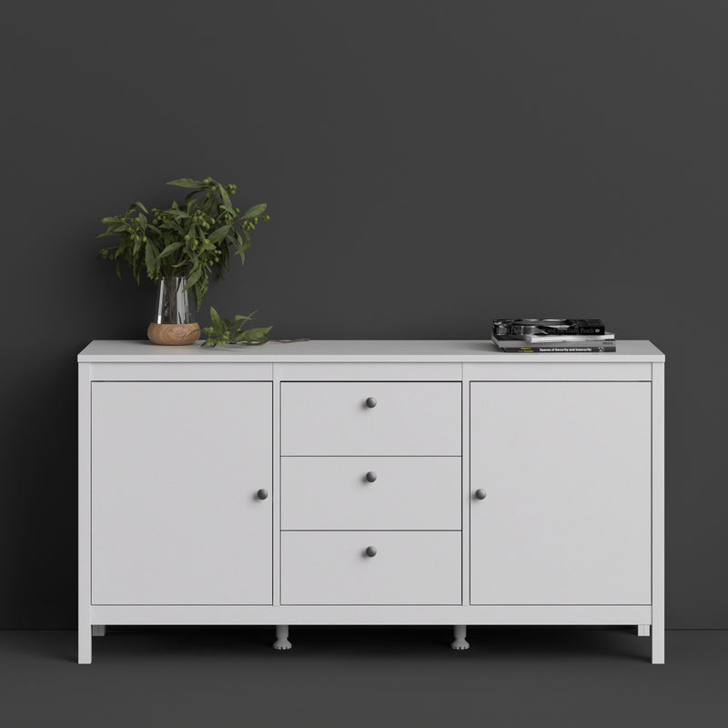 Madrid White Wooden 3 Drawers Large Sideboard by Lavishway | Sideboards-29484