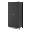 Madrid Matt Black 2 Doors Wardrobe by Lavishway | Wardrobe-34639