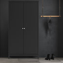 Madrid Matt Black 2 Doors Wardrobe by Lavishway | Wardrobe-34635