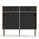 Rome 2 Matt Black Sliding Doors Oak Sideboard by Lavishway | Sideboards