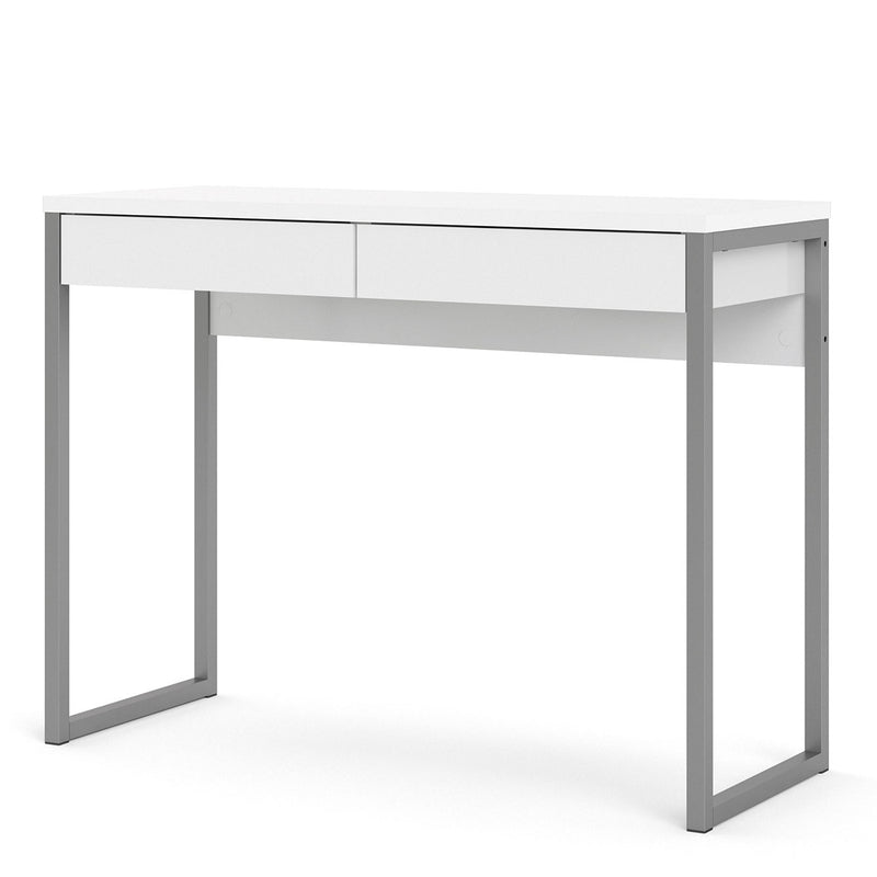 Function Plus White High Gloss 2 Drawers Desk by Lavishway | -29621