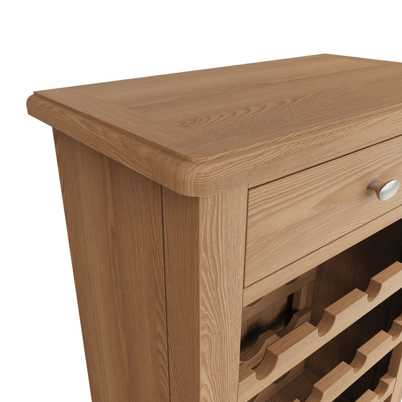 Guildford Solid Oak Wine Cabinet by Lavishway | Wine Racks-31907