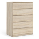 Naia Oak Finish 5 Drawers Chest by Lavishway | Chest Of Drawers-29421