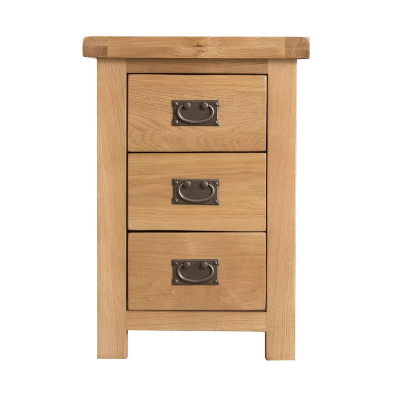 Chunky Oak 3 Drawer Large Bedside Cabinet by Lavishway | Bedside Tables-37268