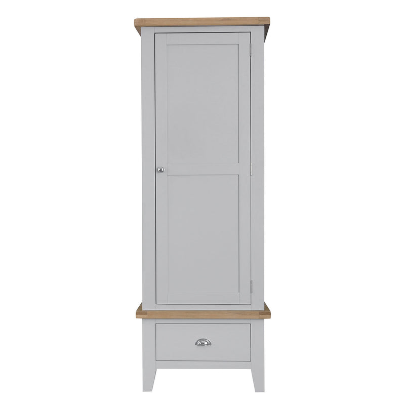 Tattershall Oak Top Single Wardrobe in Grey by Lavishway | Wardrobe-36004