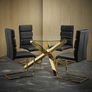 Capri Round Dining Table With Gold Metal Legs by Lavishway | Dining Tables-35342