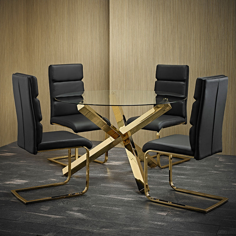 Capri Round Dining Table With Gold Metal Legs by Lavishway | Dining Tables-35342