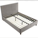 Lexie Wooden Effect Legs Velvet Double Bed by Lavishway | Velvet Bed-35624