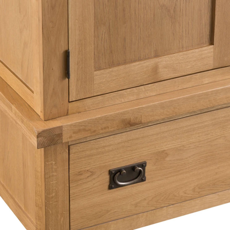 Chunky Oak 3 Doors Wardrobe With Mirror by Lavishway | Wardrobe-32614