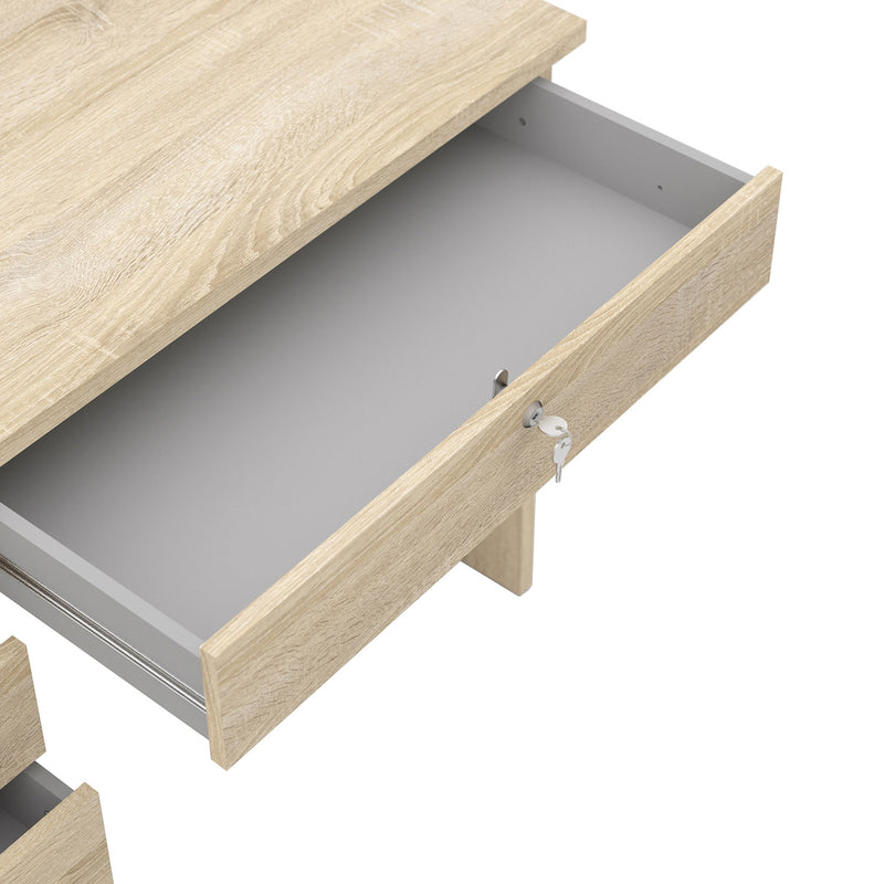 Function Plus Oak Finish 5 Drawers Desk by Lavishway | Desk Pedestals-29596