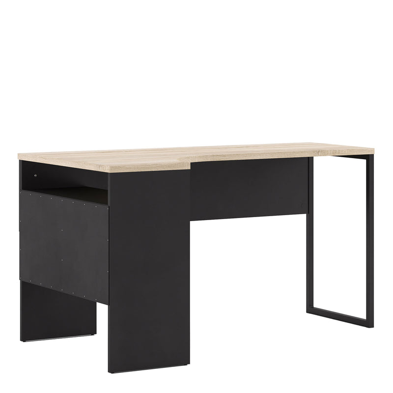 Function Plus Oak & Black Corner Desk by Lavishway | Desk Pedestals-29672