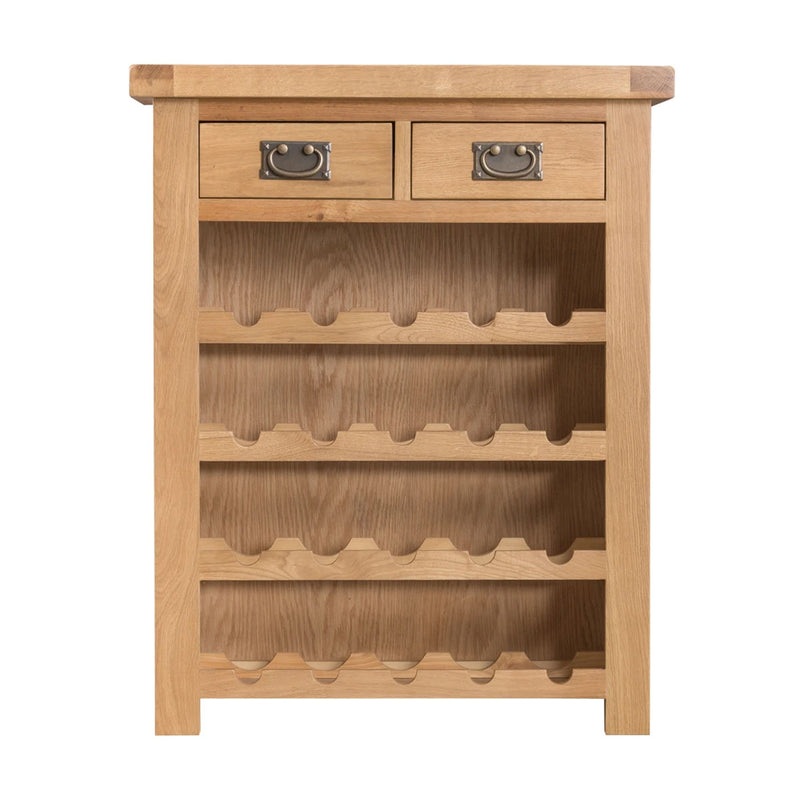 Chunky Oak Small 2 Drawers Wine Rack by Lavishway | Wine Racks-32572