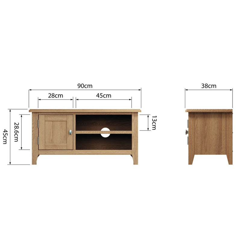 Guildford Solid Oak Wooden 1 Door TV Unit by Lavishway | TV Units Cabinets-31941