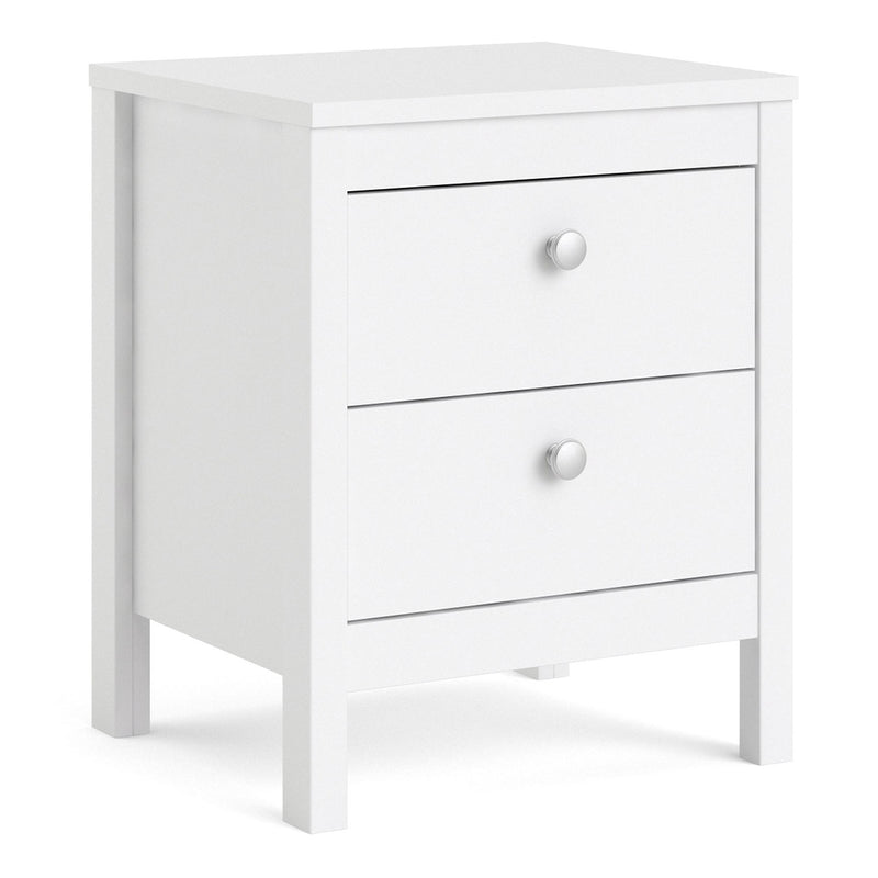Madrid White 2 Drawers Bedside Table by Lavishway | Bedside Tables-29539