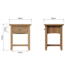 Guildford Solid Oak 1 Drawer Lamp Table by Lavishway | Side Tables-32007