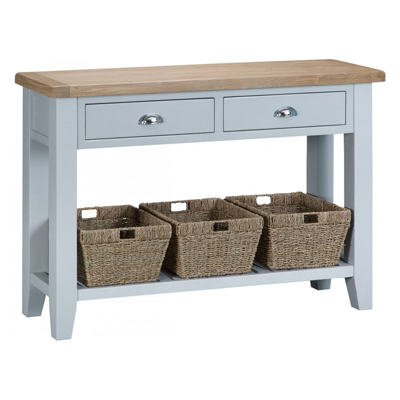 Tattershall Oak Top Grey Large Console Table by Lavishway | Hallway Console Table-33098