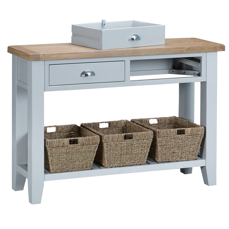 Tattershall Oak Top Grey Large Console Table by Lavishway | Hallway Console Table-33102