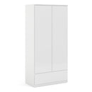 Naia 2 Doors 1 Drawer White Wardrobe by Lavishway | Wardrobe-29368